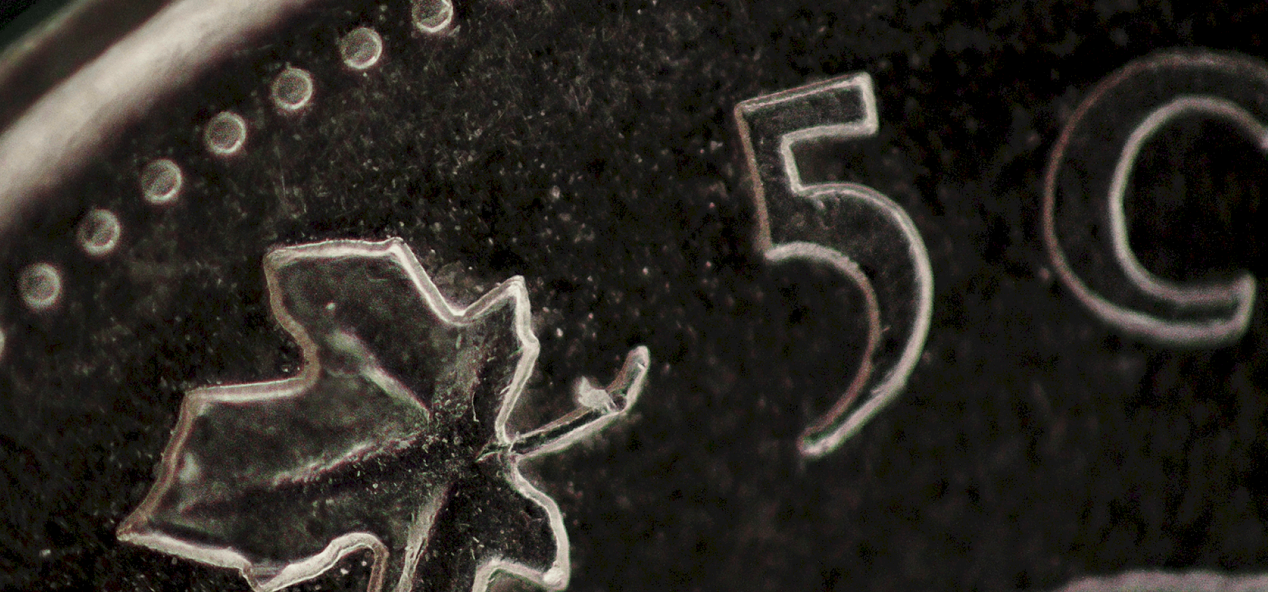 close-up picture of the Canadian 5 cent coin